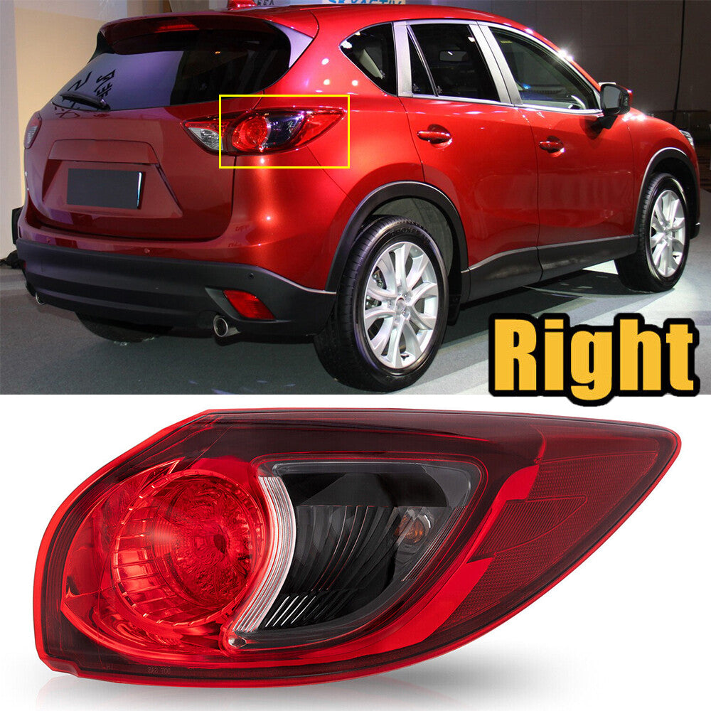 One-piece pack for Mazda CX-5 2013, 2014, 2015, and 2016 models with no bulb in the right-side exterior taillight.
