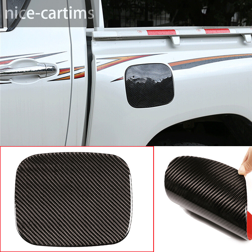 For T@yota Hilux Revo 2015-2021 Carbon Fiber Fuel Filler Tank Cover Door Gas Cap
