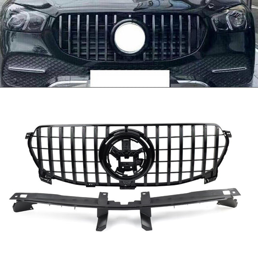 ABS GTR Style Front Bumper Hood Grille for Benz GLE Class W167 2020-2023 Black