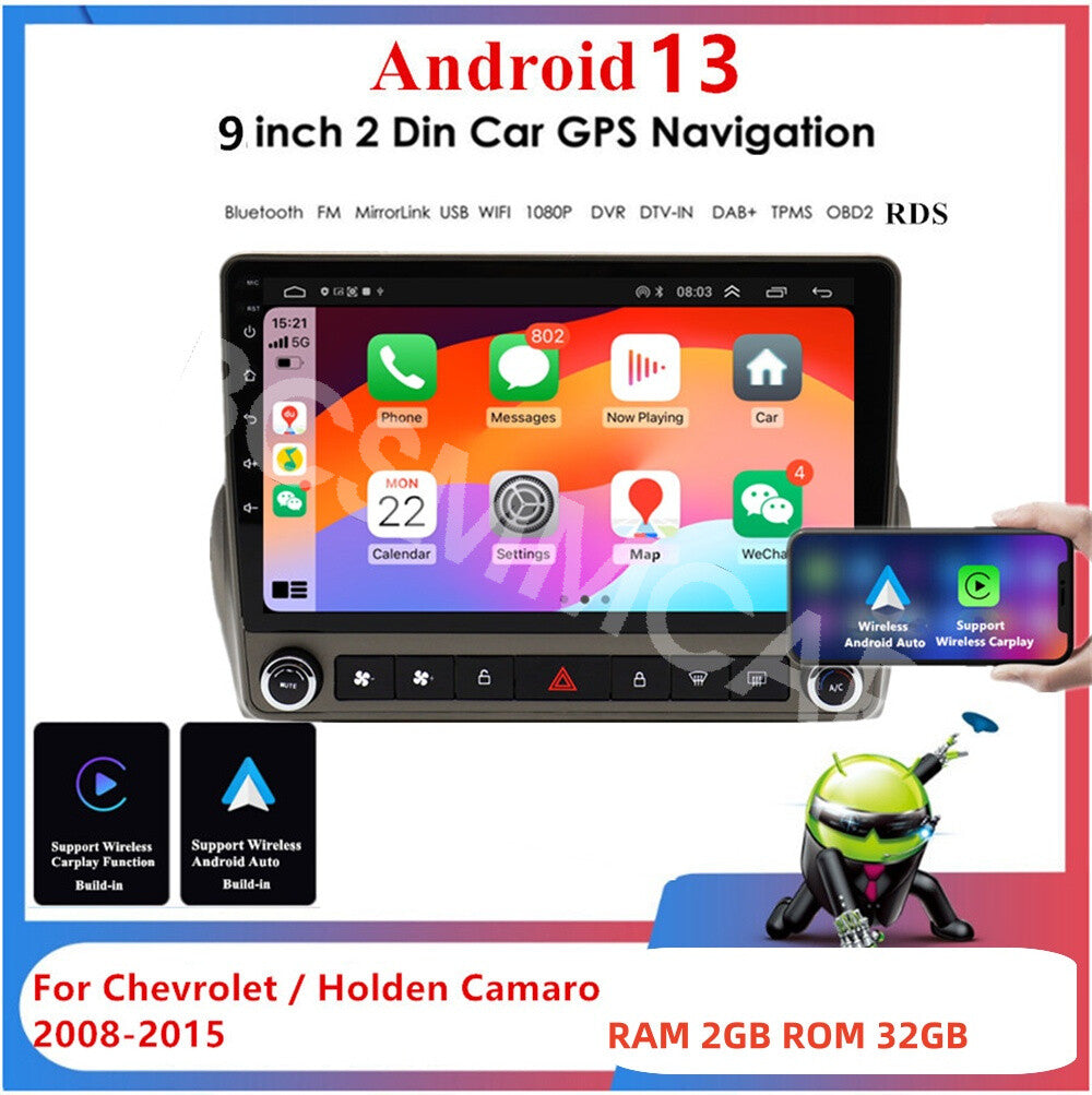 9 Android 13 Car Stereo Radio GPS Navigation Fit for Chevrolet Camaro 2008-2015