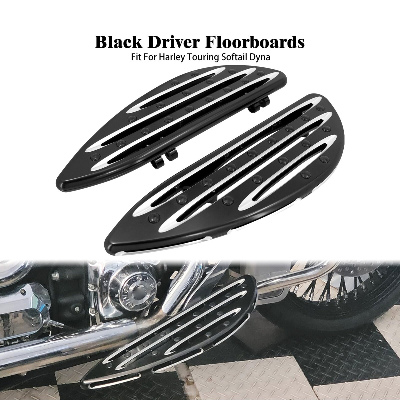 Driver Floorboards Fit for Harley Touring Softail Street Road Glide Fat Boy Dyna