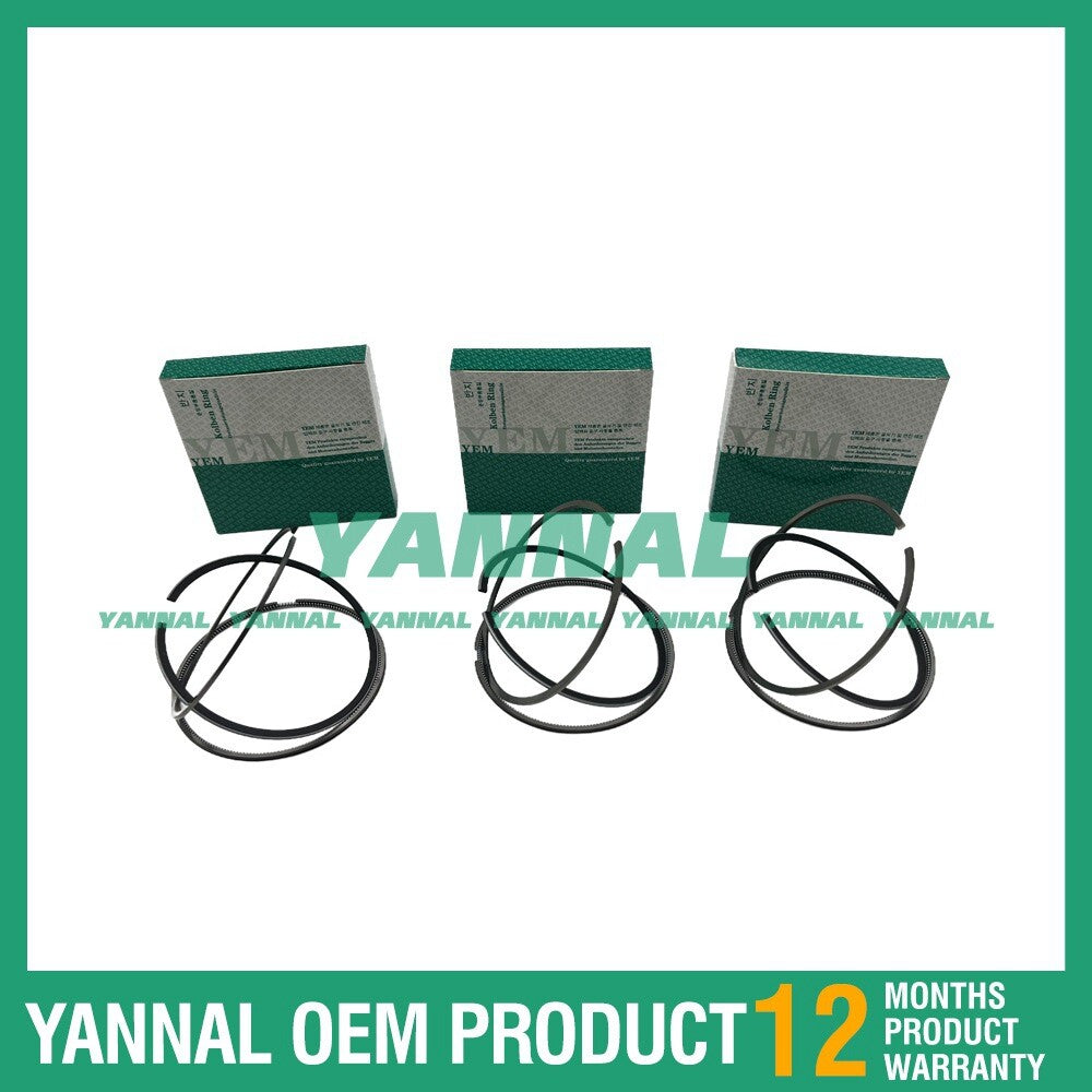 3 new 3LD1 Piston Ring Set STD for Isuzu H 36 R Excavators