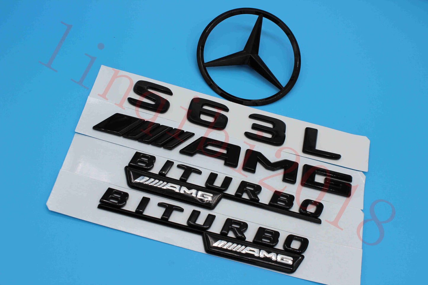 Gloss Black S63L Trunk Logo Sticker Decal Emblem Badge Package for W221 S63 S63L