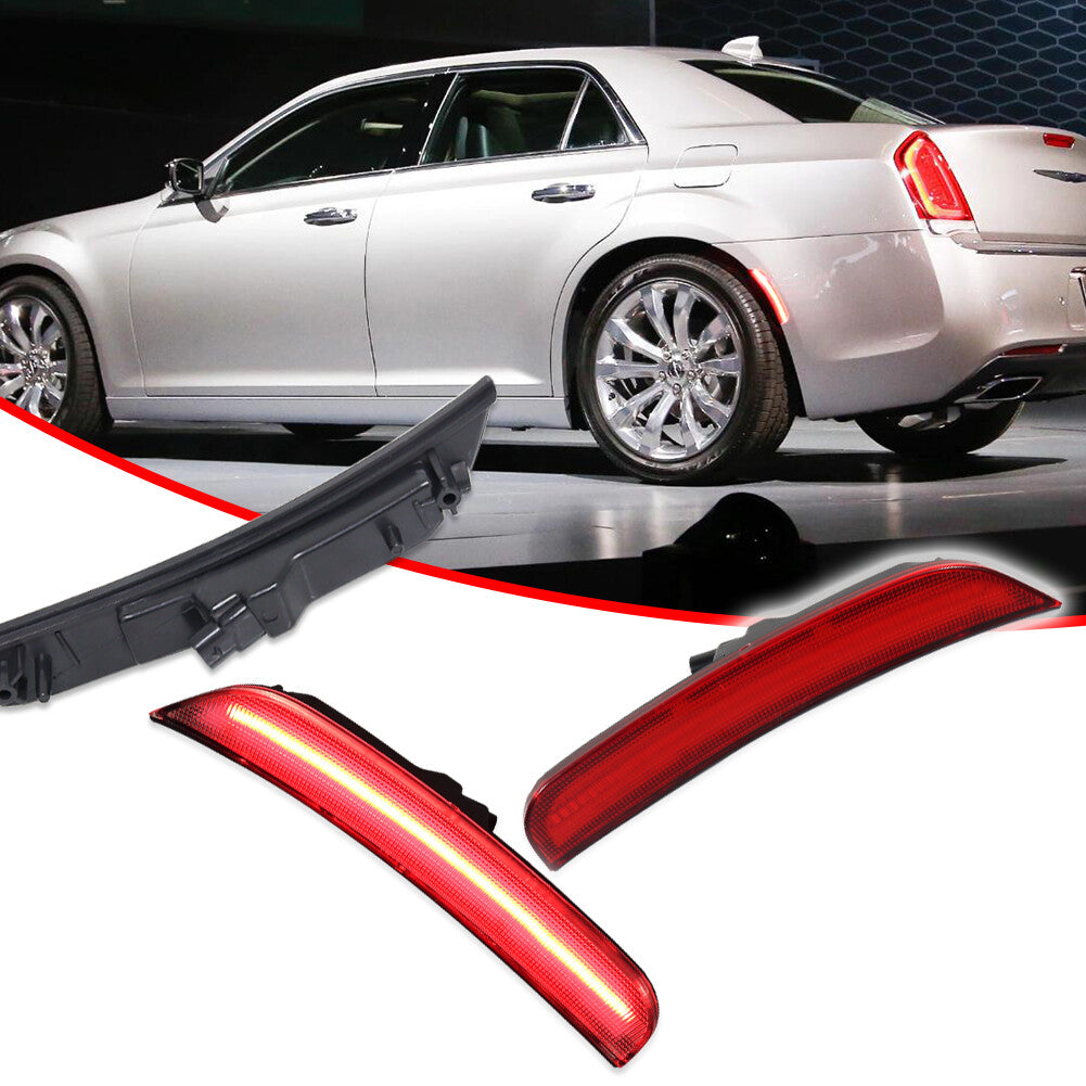 For 2015+ for Chrysler 300 Red Lens Rear Bumper Side Marker Light LH Right Grip 2-Piece Set