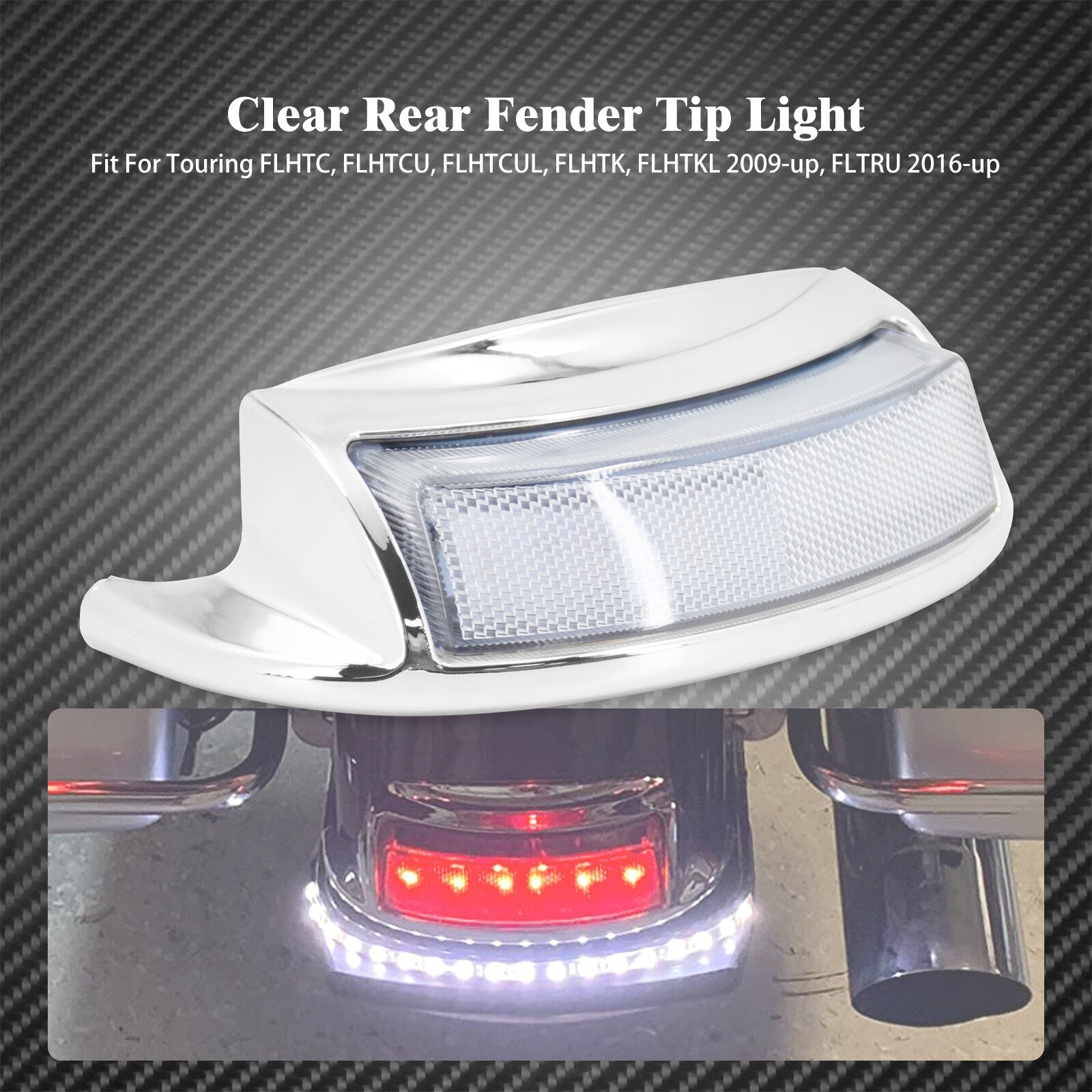 Rear Fender Clear Len Tip Light Fit for Harley Touring Electra Glide 2016-2023