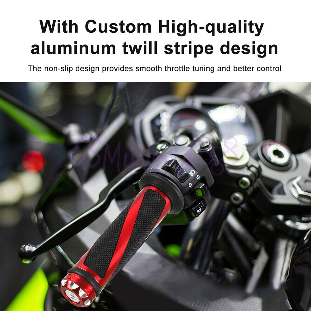 Universal 7/8 Handlebar Hand Grip Aluminum Gel Rubber Sport Bike Motorcycles US