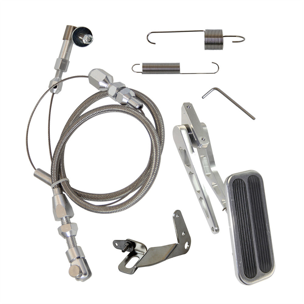 Universal Gas Pedal + 24 Stainless Throttle Cable Bracket Spring Kit Hot Rod