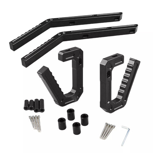 Black Aluminum Front + Rear Grab Handles Grip Bar for Jeep for Wrangler JK 2007-2018