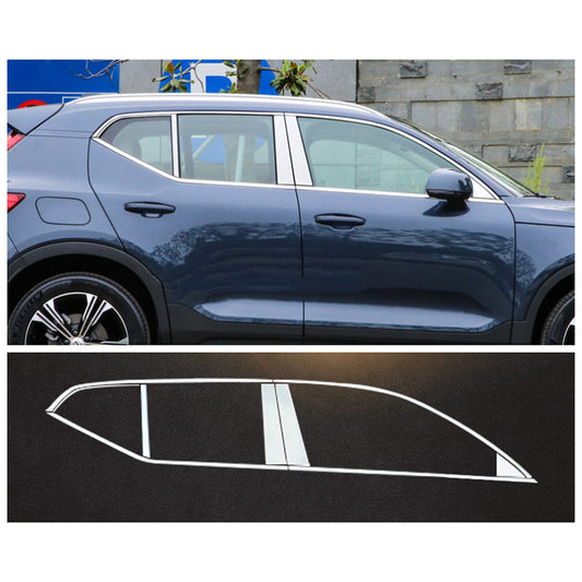 for Volvo XC40 2019-2022 Chrome Steel Window StripBC Pillar Cover Trim Kit 16x