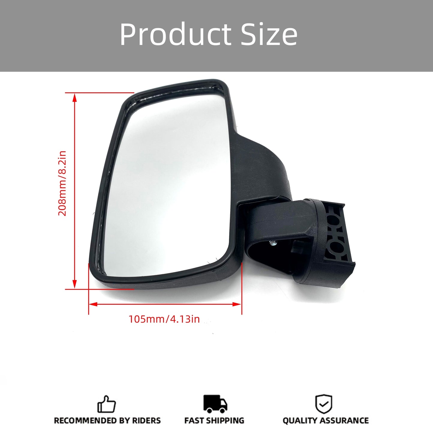 1.75 2 Breakaway Side Mirrors Rear View Mirror Set for Polaris Ranger RZR UTV