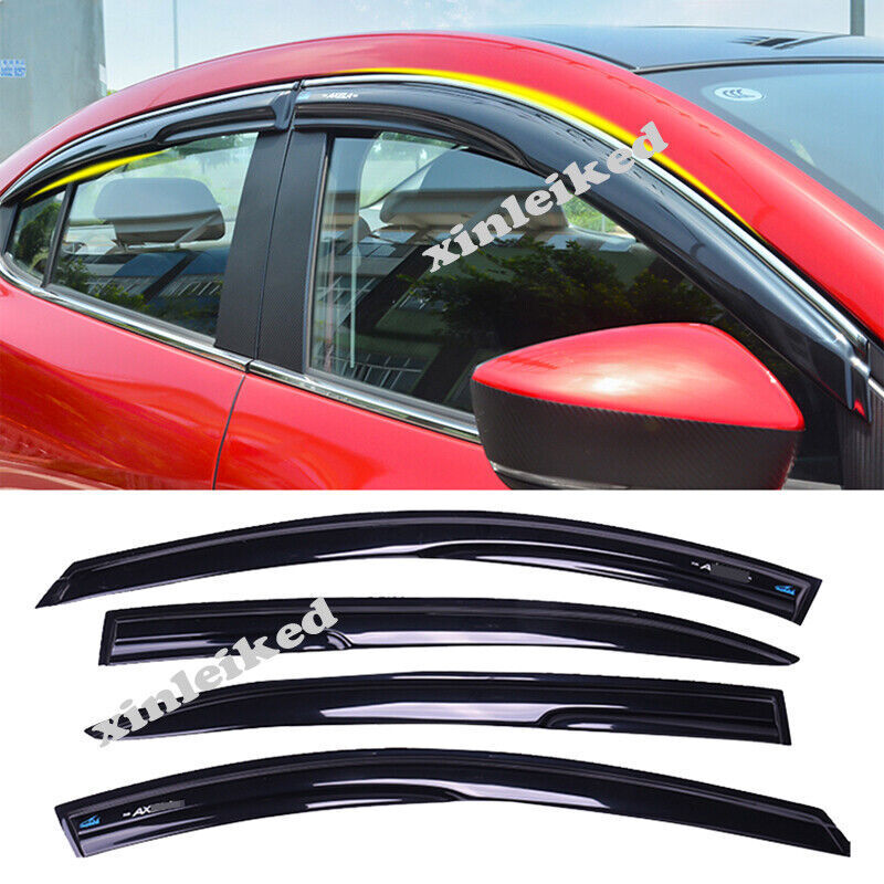 for Mazda 3 Axela 14-18 Black Window Visor Vent Sun Shade Rain Guard Door Visor