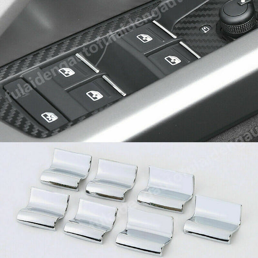 7X for Audi Q3 2019-2022 Chrome ABS Inner Window Lift Switch Button Sequin Trim