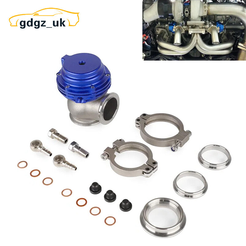 Universal Blue 38mm External Turbo Wastegate V-Band Flange 22PSI for Manifold