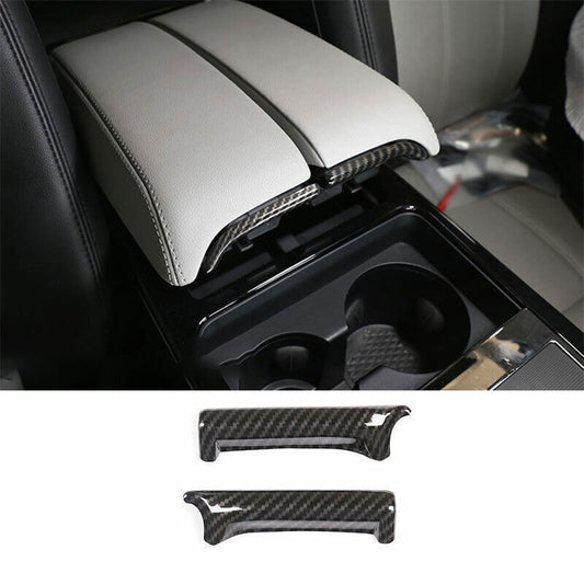Console Armrest Box Strip 2X for Range Rover Evoque 2020-2025 ABS Carbon Fiber