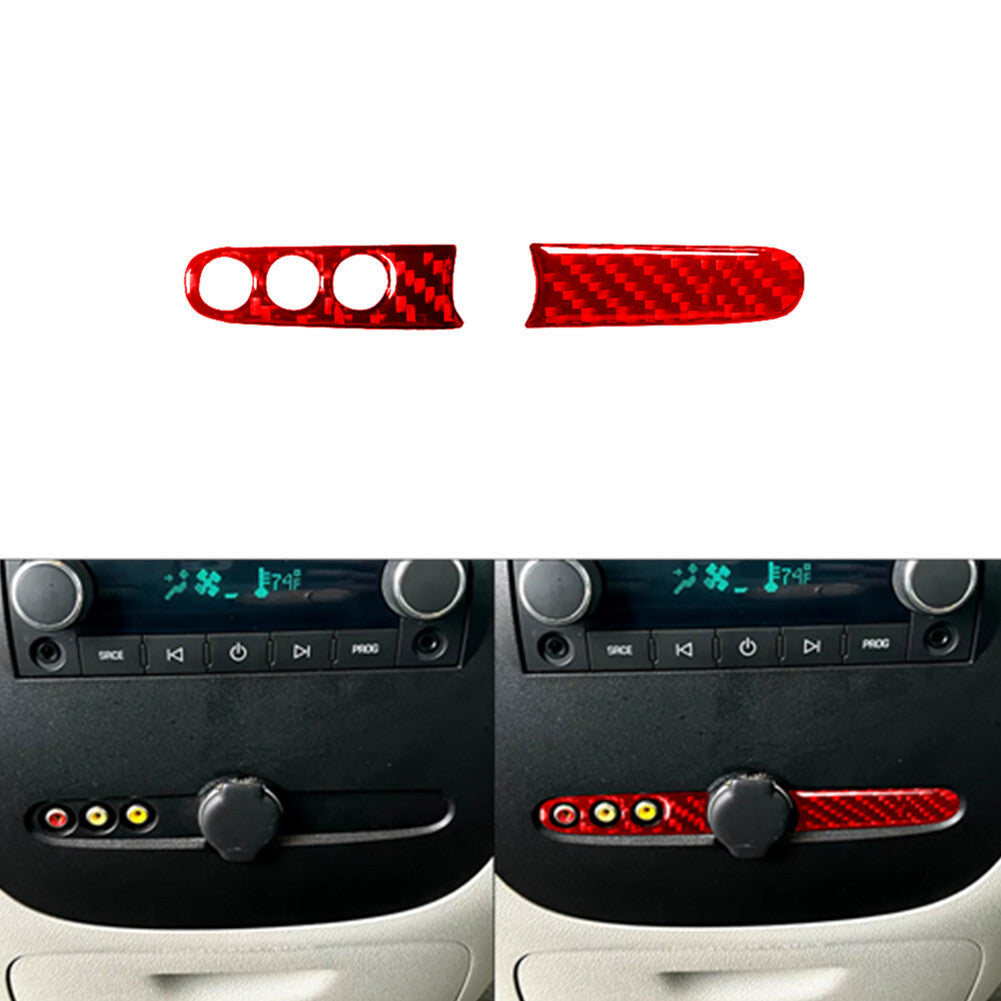 Red Carbon Fiber Rear Console Strips Trim For Silverado/tahoe/ for sierra 2007-2014