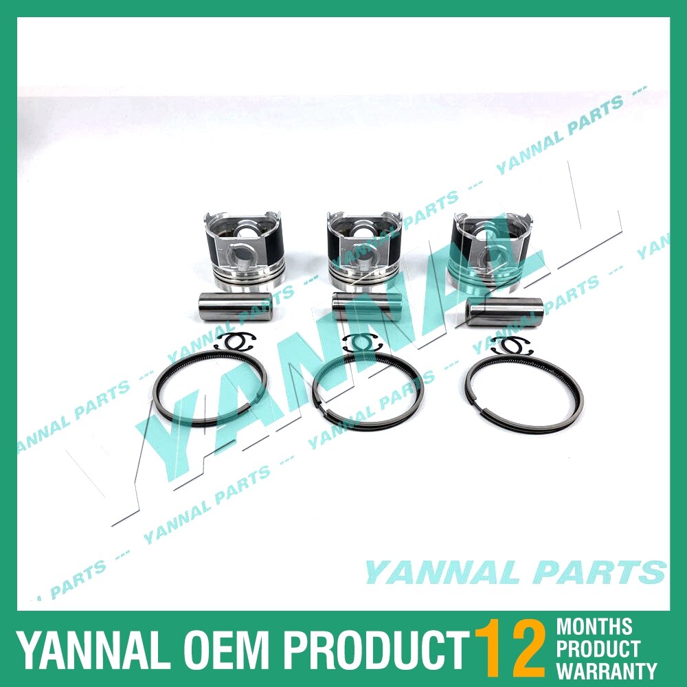 3-piece piston with piston rings + 0.5 mm for Mitsubishi K3M engine (extra-large size)