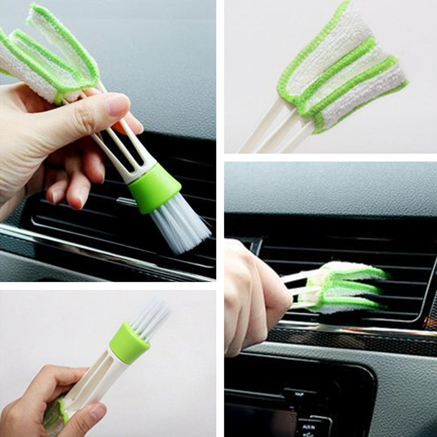 Car Air Conditioning Outlet Dust Brush Cleaner Care Double-Head Fine Fiber Cloth