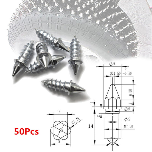 50 PCS Car Wheel Tire Studs Spikes Winter Screw Snow Ice Anti-Slip Alloy Nails