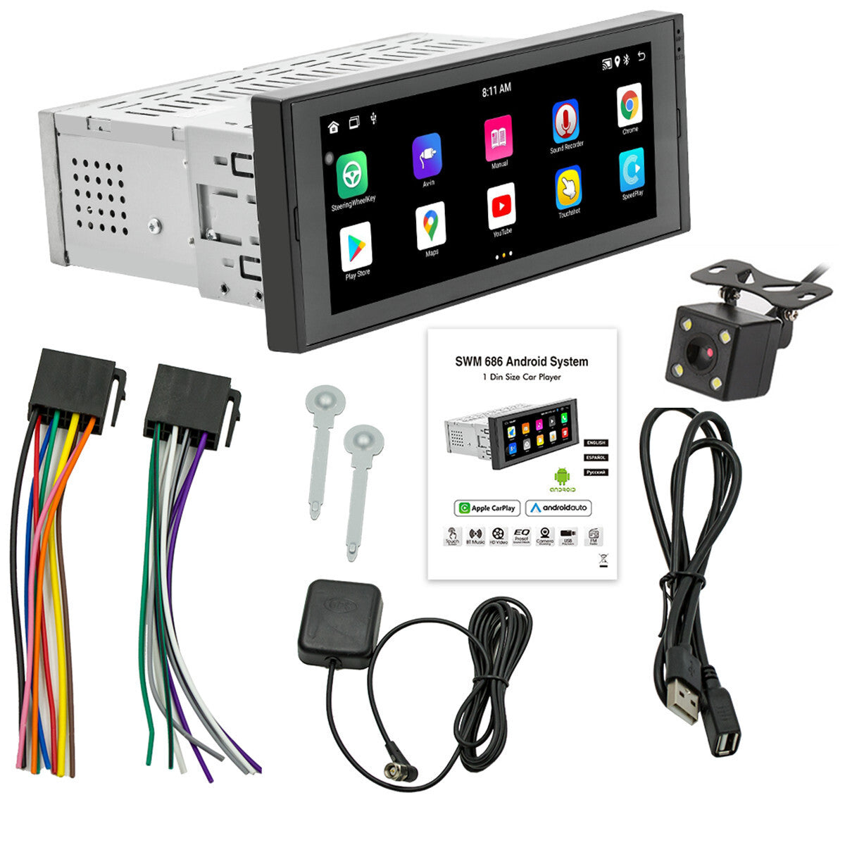 6in Car Stereo Radio GPS Player Bluetooth Audio For Carplay Android Auto