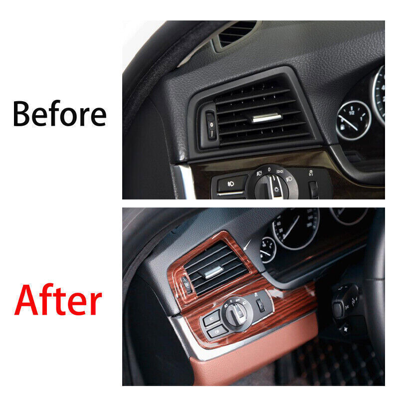 for BMW 5 Series 2011-16 Red Wood Grain Inner Front Side Vent Overlay Cover Trim