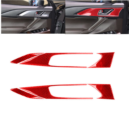6Pcs Red Carbon Fiber Interior Door Handle Cover Trim for Mazda CX-9 2016-2022