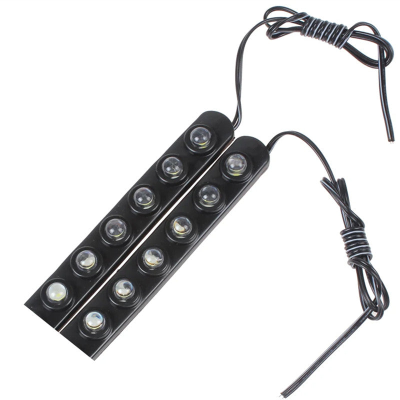2Pcs Car 12V 6 LED Daytime Running Light Driving Lamp White DRL Bright Strip Kit