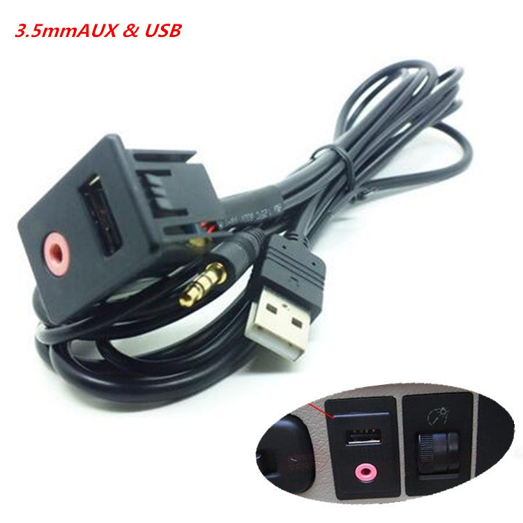 3.5mm AUX Male Mounting Adapter Panel Input Auto Boat Audio Dash Flush Mount USB