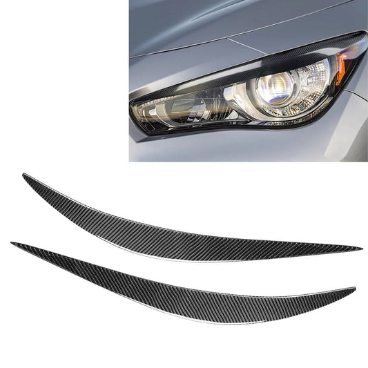 Headlight Eyebrows Eyelids Cover Trim Fit for Infiniti Q50 Q60 2014-22 Carbon Fiber