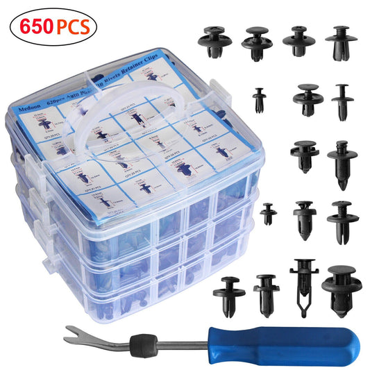 650-piece pack of automotive plastic retainer clips for car body panels - Promotional offer for GM for Toyota