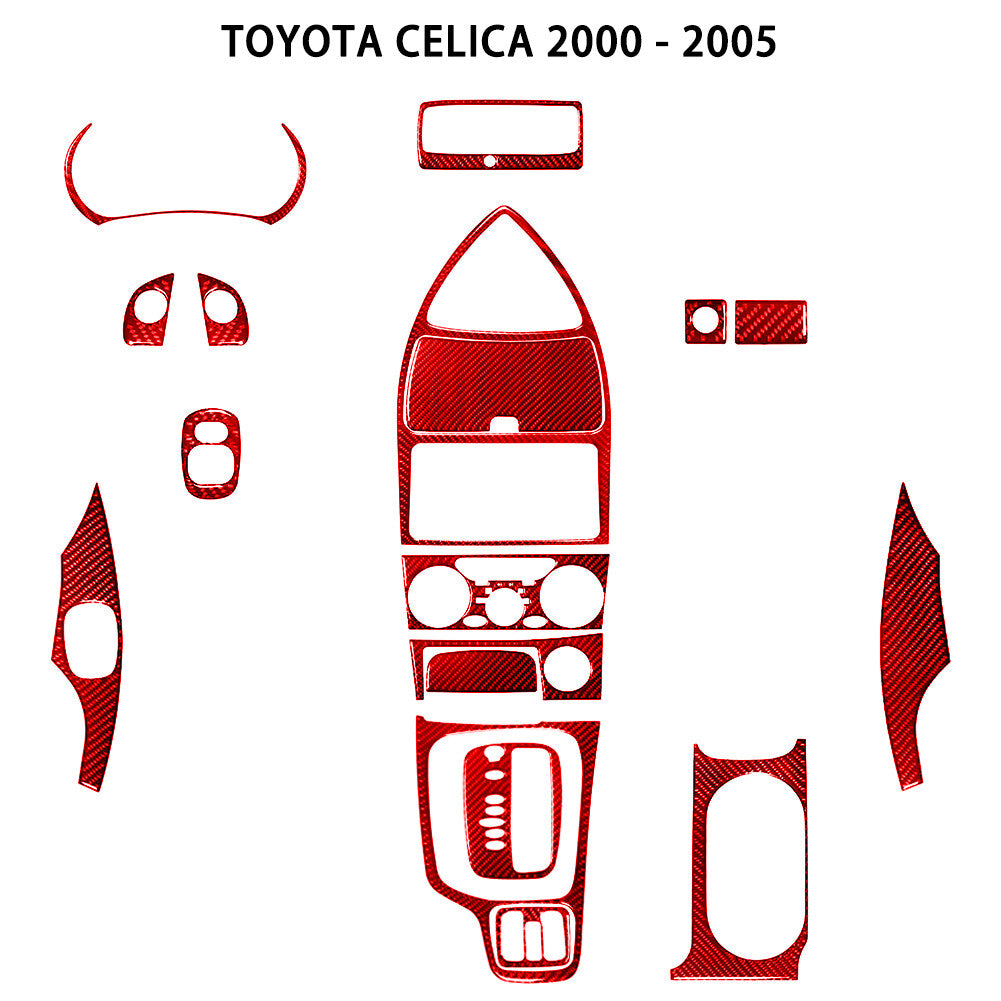 18Pcs Red Carbon Fiber Full Interior Kit Cover Trim for Toyota Celica 2000-2005