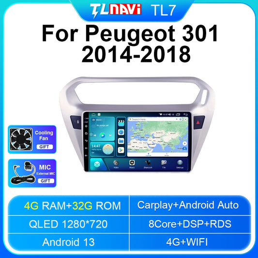 for Peugeot 301 for Citroen Elysee 2014-2018 Car Radio GPS Multimedia Player Screen