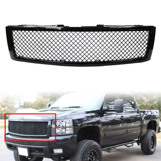 Honeycomb Mesh Front Bumper Center Grille Upper Grill for Chevy Silverado 1500