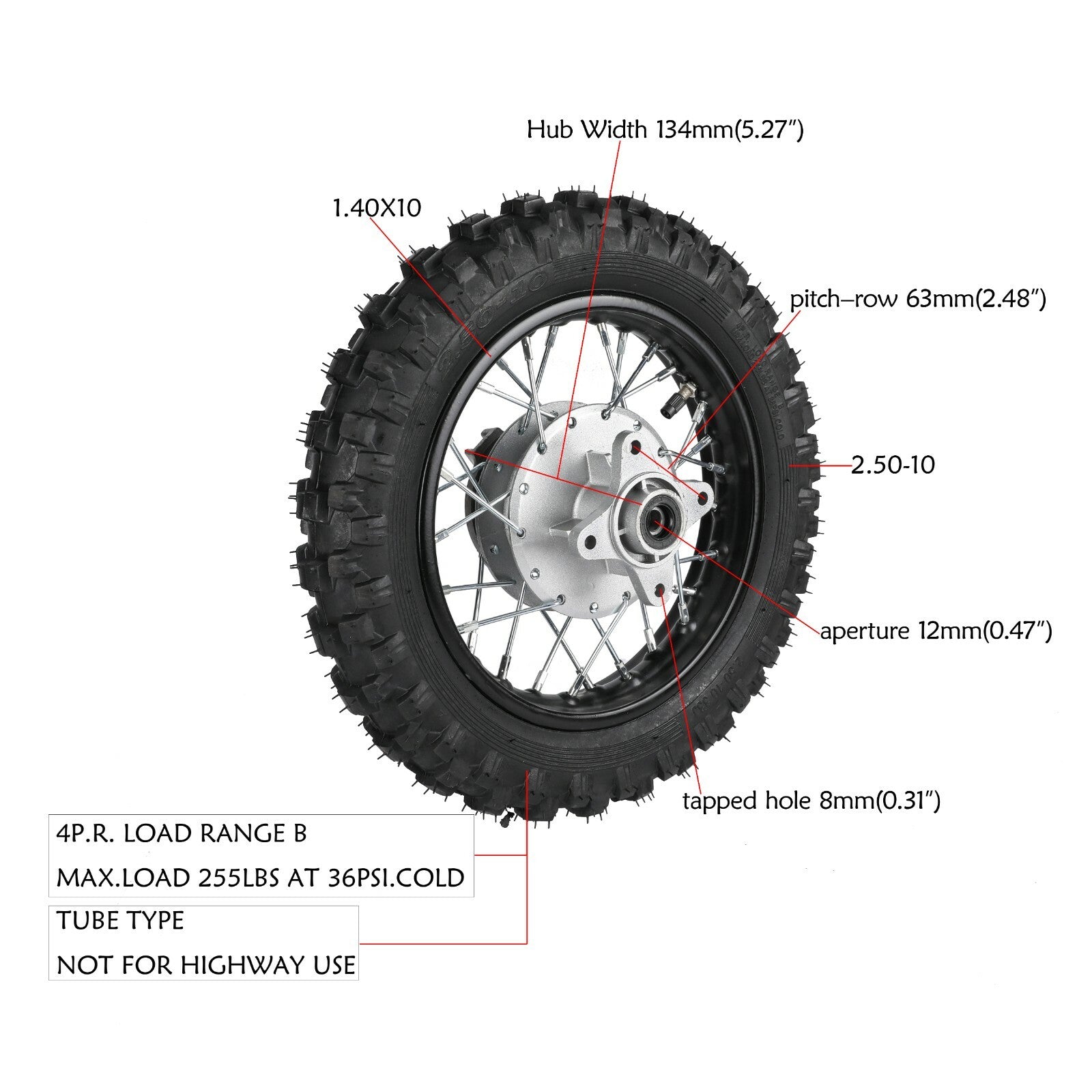 Front Back 2.50-10 Wheels Tyre Rim Drum Brake Dirt Bike CRF50 Coolster 70 TTR50