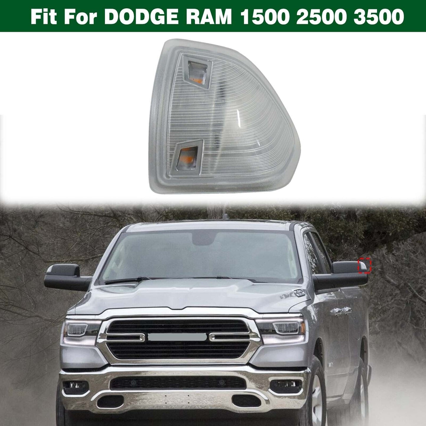 Clear Lens Right LED Side Mirror Turn Signal Light for Dodge for Ram 1500 2500 3500