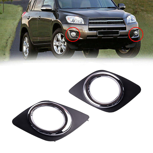 1 Pair Front Bumper Fog Light Cover Trim Left+Right for Toyota RAV4 2009-2013