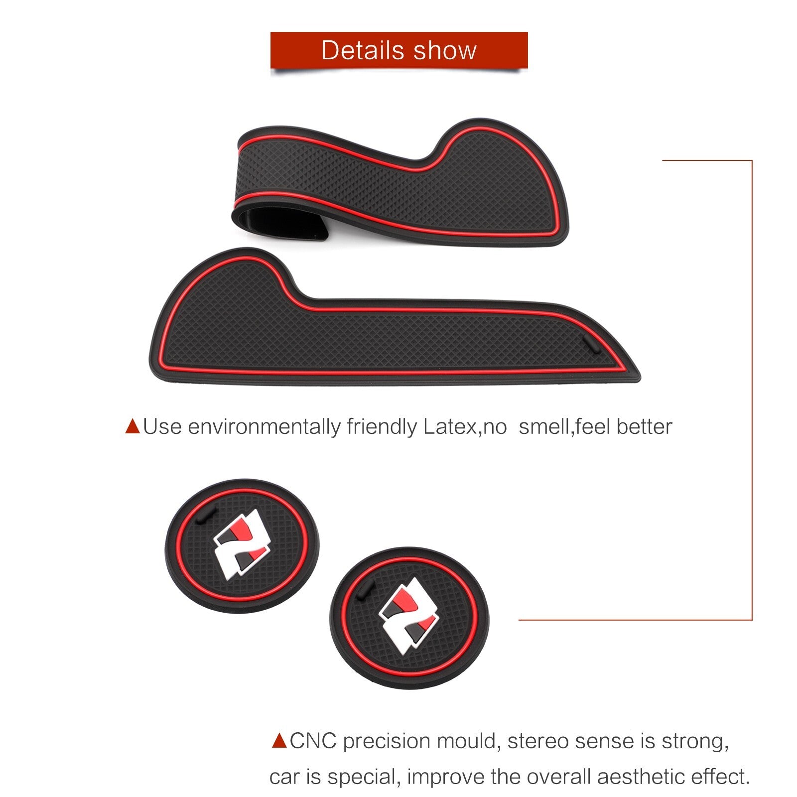 for Hyundai IONIQ 5 Anti-Slip Gate Slot Mat Door Groove Pad Cup Coaster Red